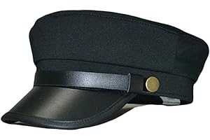 ericotry Classic Unisex Black Chauffeur Hat Driver Hat Fiddler Cap Newsboy Hat Classic British Flat Top Fisherman Hat Captain Sailor Hat for Men and Women