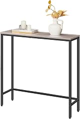 HOOBRO Slim Console Table Hallway Metal Frame Greige Black 75x24x75 cm view 9