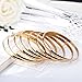 Faenlior 18k Gold Plated Stackable Bangle Bracelet Set of 7 Pieces Charm Jewelry Accessories for Women