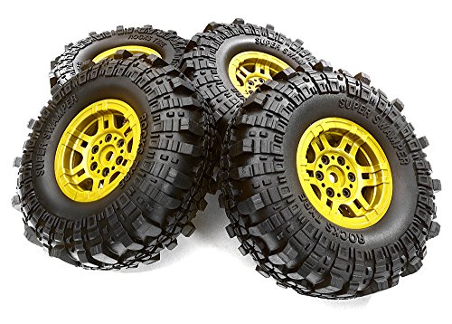 Integy RC Model Hop-ups C27410MILGREEN Composite Dual 6 Spoke Off-Road 1.9 Size Wheel & Tire (4) (O.D.=110mm)