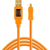 Tether Tools TetherPro USB 2.0 to Mini-B 8-Pin Cable | for Fast Transfer Between Camera and Computer | High Visibility Orange | 15 Feet (4.6 m)