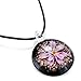 JEWELRIESHOP Assorted Color Handmade Italian Murano Glass Floral Pendant with 18 inches Genuine Leather Chain