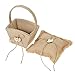 Double Heart Ring Bearer Pillow and Rustic Wedding Flower Girl Basket Set 6 x 6 inches
