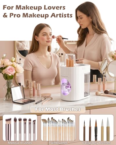 CloudValley Limpiador Eléctrico de Brochas de Maquillaje 2026, Limpieza Profunda Rápida, Centrifugado, Portátil, Bajo Ruido, Ideal para Maquilladores y Amantes del Maquillaje