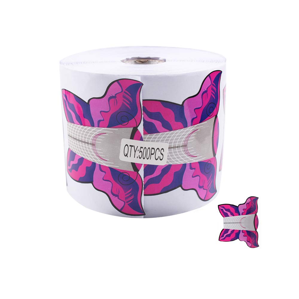 BeautyLeader 500 PCs Nail Forms Extension Guides for Poly Gel Acrylic Nail UV Gel Nail Extention Tips Form Guide Sticker French DIY Tool Butterfly -Shape