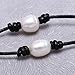 Long Freshwater Cultured Pearls Leather Necklace Costume Beaded Jewelry on Genuine Leather Cord 25.6