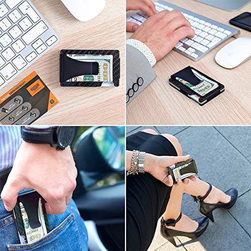 Montana West Minimalist Carbon Fiber Wallet RFID Credit Card Holder for Men Cash Clip AR RFD-002CF