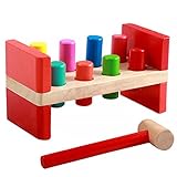 Toyzoo First Pounding Bench Peg Wooden Toy With Mallet Early Educational Games for Toddlers Kids