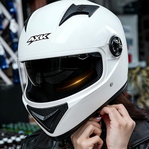 Beauenty Full Face Motorcycle Helmet,Helmets for Adults Motorcycle, for Men & Women with Tinted and Clear, with Removable Winter Neck Scarf, Motorbike Racing Street Bike Helmets