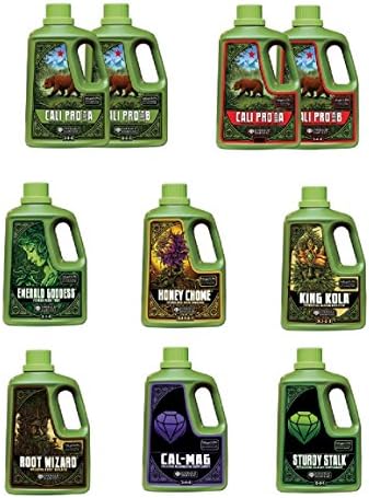 Emerald Harvest Nutrients 2-part Combo Package Kit - 2 Quart Size (Cali Pro Grow A&B, Cali Pro Bloom A&B, Root Wizard, Honey Chome, King Kola, Emerald Goddess, Cal-Mag & Sturdy Stalk)