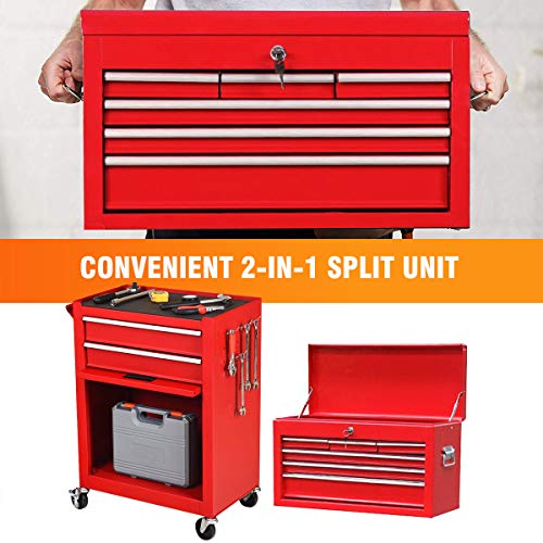 8Drawer Rolling Tool Chest, Lockable Large Tool Chest with Wheels, 2