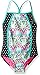 Speedo Girl's Swimsuit One Piece Thin Strap High Neck , Multi Black, 12