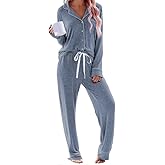 JEYONG Women's Pajama Set – Long Sleeve Button Down Postpartum Lounge Sets – Soft Loungewear Sleepwear Set Cozy PJs for Women