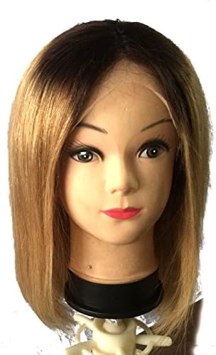 Ombre #1B/27 Honey Blonde Short Hair Bob 360 Lace Front Wig Brazilian Human Hair Front Lace Wig Straight Ombre Golden Blonde 360 Full Lace Wig 150% Density (12 inches, 360 wig)