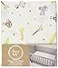 Jungle Fun Animals Fitted Crib Sheet - Animal Scatter Print Cotton, White, Gray, Blue, Green, Taupe, Orange and Cream, Fully Elasticized, 8 in Deep Pockets, Fits Standard Crib Mattress 28 in x 52 in