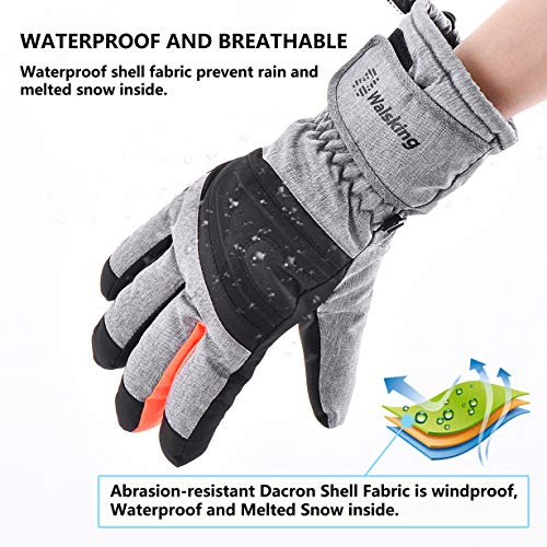Walsking Ski Gloves Waterproof Breathable Snowboard Gloves,3M Thinsulate Winter Warm Snowmobile Cold Weather Gloves for Men - Thumbnail 5