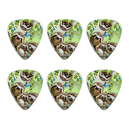 Sloth Family Selfie Novelty Guitar Picks Medium Gauge - Set of 6