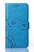 Microsoft Lumia 735/730 Case,Nokia Lumia 730/735 Case,C-Super Mall PU Embossed Butterfly & Flower Leather Wallet Stand Flip Case for Microsoft Nokia Lumia 730/735 (Blue)