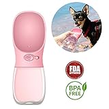 Portable Dog Water Bottle, Keeper Pet Water Dispenser Antibacterial Food Grade Leak Proof Dog Cat Travel Drink Bottle Bowl, Pet Outdoor Drinking Cup-350ml (Pink)