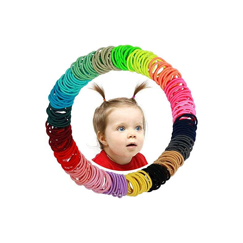WillingTee Baby Hair Ties Multicolor Baby Girls Hair Ties Small Finger Hair Ties Thin Hair Ponytail Holder Hair…