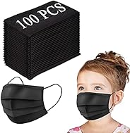 Kids Disposable Face Mask, 3-Layer Efficiency Protective, Breathable Safety Masks for Kids Daily Use,Black
