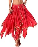 Seawhisper Cosplay Belly Dance 16 Panel Chiffon Skirt Tribal Side Tiered Sequin Edge