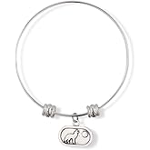 Dave The Bunny Wolf Howling at Moon on Oval Fancy Charm Bangle