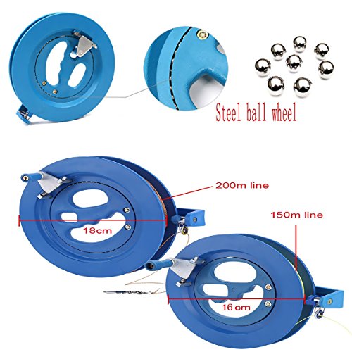 Glow Castle Professional outdoor kite string flight tool winder handle of the scroll wheel lock-Blue (7in)