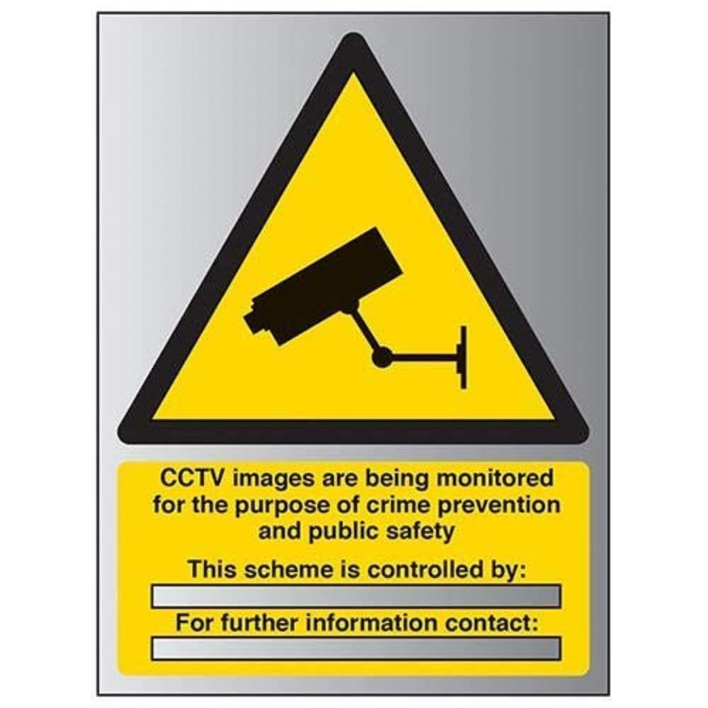 V Safety CCTV Images Are Being Monitored Sign - 150mm x 200mm - 3mm Brushed Alu Comp