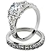 Marimor Jewelry His and Her 3 Piece Stainless Steel 2.50 Carat Cubic Zirconia Bridal Set and Men's Wedding Band