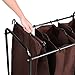 MaidMAX Laundry Sorter, Metal Rolling Heavy-Duty Triple Laundry Hamper Cart Basket with 3 Removable Bags and 4 Wheels, 2 Lockable, Brown