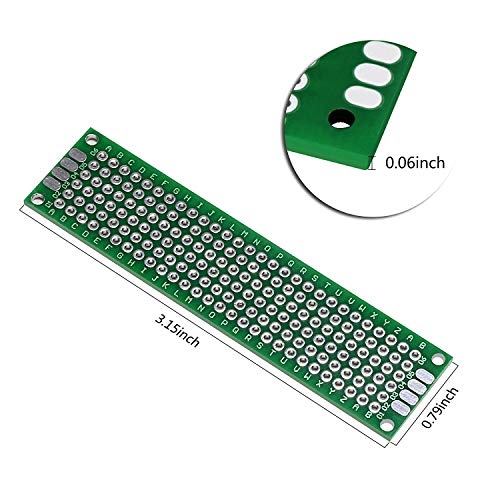 LAMPVPATH (Pack of 4) PCB Prototype Board, Double Sided PCB Proto Board for DIY Solder Breadboard, 2cm X 8cm(0.787" X 3.149") Universal Printed Circuit Board