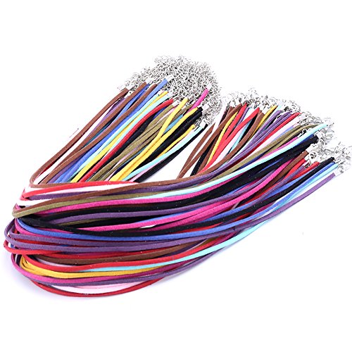 Qitian Assorted Imitation Suede Leather Necklace Cords with Lobster Clasps Ropes 18'' 20pcs - Thumbnail 3
