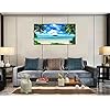 S72750 Canvas Wall Art Ocean Waves Coconut Trees on Sands Beach Seascape Scenery Painting Nature Picture for Bedroom…