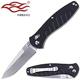 Knife F738 Firebird by Ganzo G738 Pocket Folding Hunting Knife G-10 Handle SS Blade (Black)