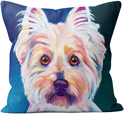 West Highland Terrier Pillow Throw Pillow Couch Cushion Decorative Accent Pillowcase Case Cover Dog Lover Gift Pet Gifts Dogs Colorful Art (18 Inch X 18 Inch Pillow Cover)