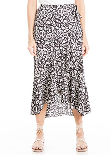 Max Studio Women's Crepe Maxi Ruffle Skirt, Black/Ivory Medium Flowy Marigold,…
