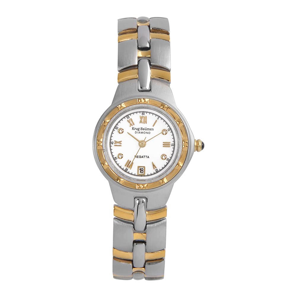 Krug-Baumen Diamond Ladies Gold and Silver Watch with Stainless Steel Two-Tone Strap