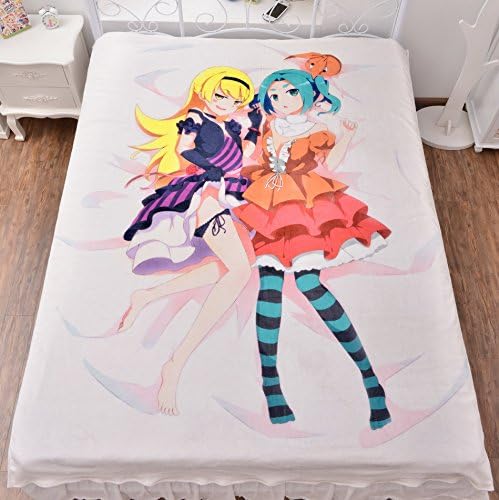 Bedding Hot Japanese Anime Series Bakemonogatari Sheet Series Kizumonogatari Flannel Blanket 150cmx200cm White High Definition Printing