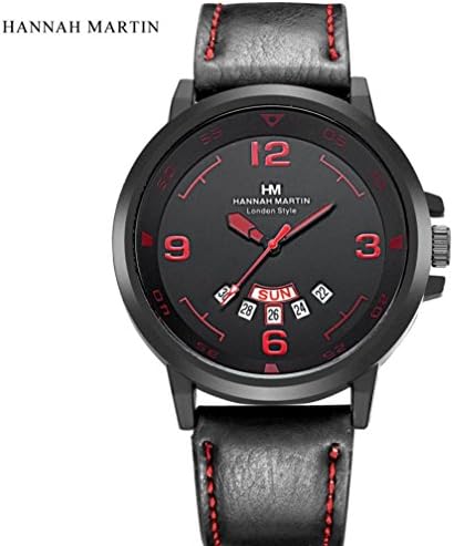 Men Calendar Watches,SINMA Casual Sport Wristwatch Leather Quartz Round Wrist Watch for Hannah Martin (B)