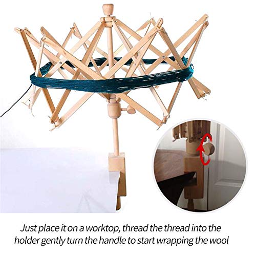 Wooden Swift Wool Yarn String Winder Holder,Knitting Umbrella Thread Fiber String String Winder, Hand Operated Winder, Ball Winders for Winding Lines Yarns Fiber Patchwork Sewing Supplies - Thumbnail 3