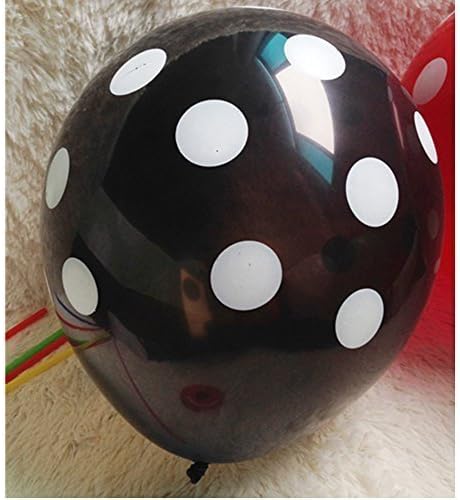 Loevers 20 Pcs Round Helium High Quality 12" Black Polka Dot Balloons