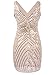 Vijiv Women's 1920s V-Neck Art Deco Sequin Beaded Tank Cocktail Flapper Dress,Beige,Large