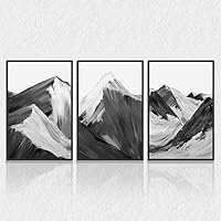 3 Piece Framed Canvas Wall Art Black and White Mountain Canvas Prints Home Artwork Decoration for Living Room,Bedroom - 16