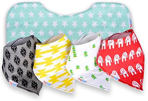 4-Pack Baby Bandana Drool Bibs (Unisex) &amp; FREE Organic Cotton Contoured Burp Cloth ~ Best Gift For Toddlers ~ Super soft and Absorbent with Fleece Back ~ Nickel-free snaps ~ Perfect for infants