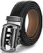 Mio Marino Ratchet Belts for Men - Genuine Leather Dress Belt - Automatic Buckle (Open Oval - Black, Adjustable from 28