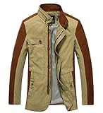 Cloudy Arch Men's Stand Collar Trench Coat Khaki Medium PLUS