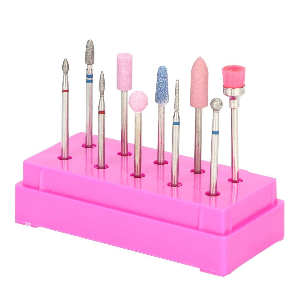 10Pcs Nail Drill Bits Set Nail Grinding Head Manicure Bits Replacement Acrylic Nail File Bits Cuticle Drill Bit for Manicure Pedicure Home Salon Use(Pink)