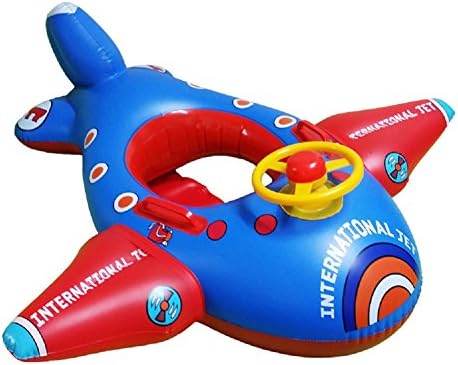 SToC Babies Kids Funny Red And Blue Get Plane Shaped Inflatable Toy Swim Ring Seat Float Swimming Boat