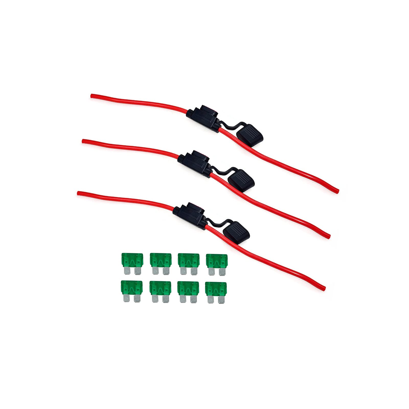 KOLACEN Automotive Fuse Holders, 3pc 12AWG, 30A Fuses (8pc), Ceramic, RoHS Compliant โ image 1